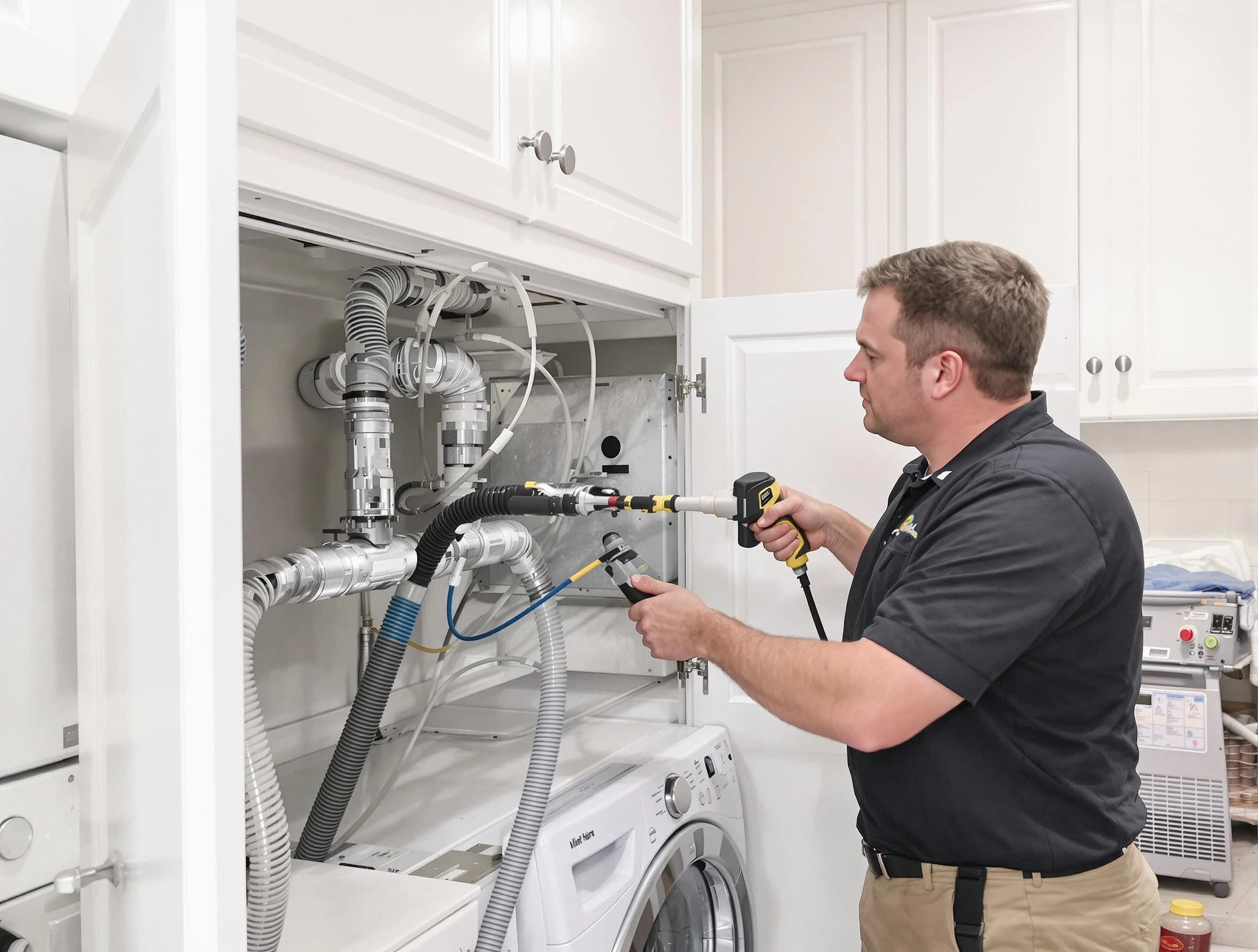 Scott Dryer Vent Cleaning professional removing severe blockage from a clogged dryer vent in Scott